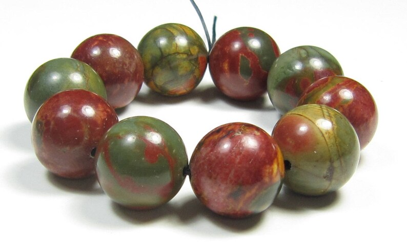 #WB7066 12mm Lovely Red Cherry Creek Picasso Jasper Round Bead 10 beads