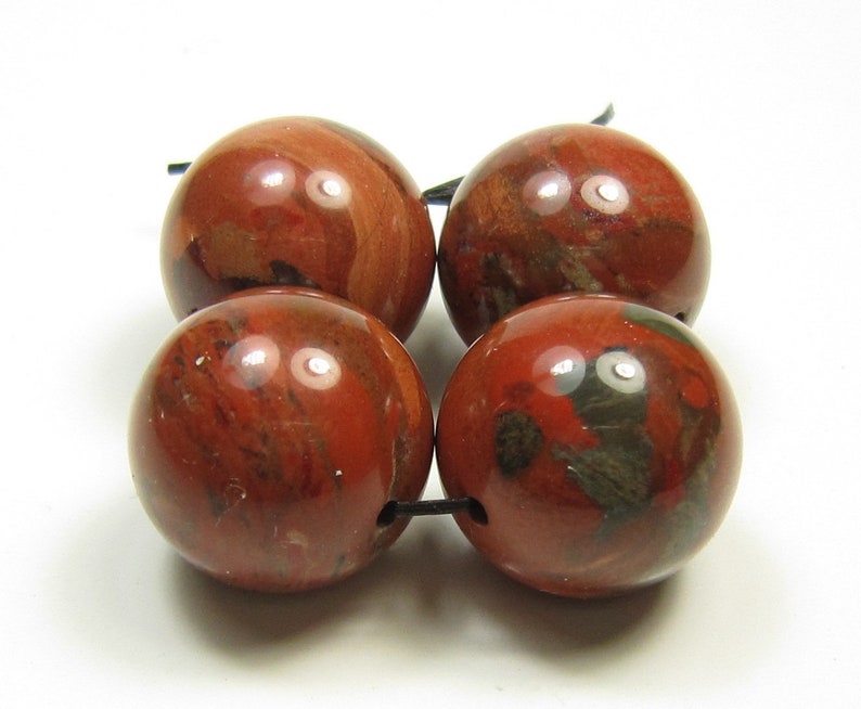 4 beads #FC8360 16mm Brecciated Brick Red Jasper Round Bead