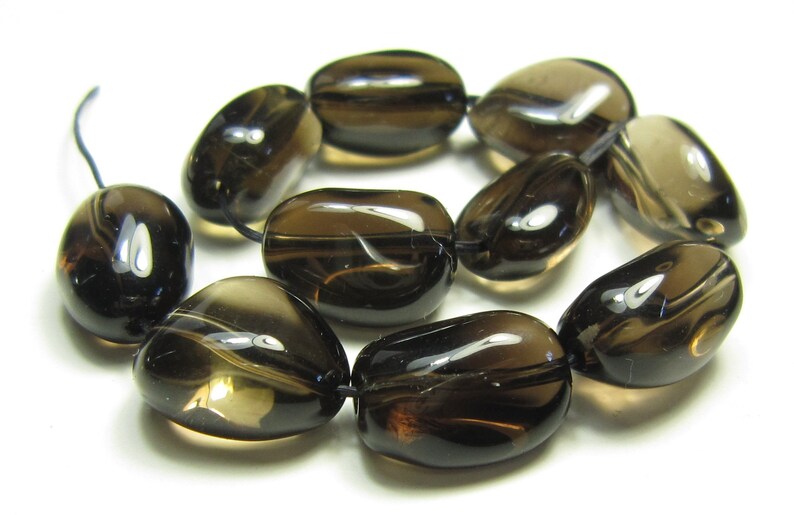 #SJ20585 - Smoky Quartz Freeform Rough Cut Smooth Nuggets Bead bead length 14~15mm 10 beads