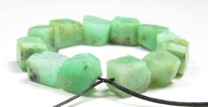bead length #JL8063 6~8mm Australian Chrysoprase Rough Cut Irregular Bead 12 beads