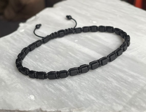 4mm Shamballa Matte Finish Black Square Cube Glass Onyx Bead