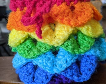 Crochet Rainbow Dragonscale Dice Bag