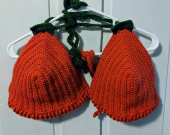 Crochet Pumpkin Bikini Top