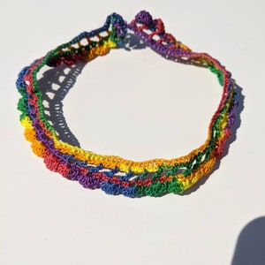 Crochet Rainbow Choker Necklace