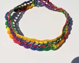 Crochet Rainbow Choker Necklace
