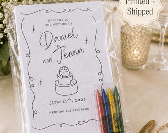 Personalized Wedding Coloring Activity Book for Kids, Custom Wedding Coloring Book with Crayons, Kids Table Favor, Wedding Reception Favor