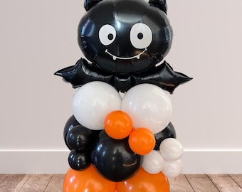 Bat Halloween Balloons, Bat Halloween Balloon Tower, Halloween Decorations, Aesthetic Halloween Party Decor, Spooky Bat Party, Halloween