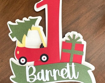 Christmas 1st Birthday Cake Topper Oh What Fun Birthday Toy Car Christmas Tree Christmas Party Winter Birthday Decorator Cake Decor