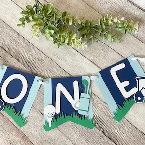 Golfing 1st Birthday High Chair Banner, Boy Golf First Birthday Decorations, Golf Hole In One, Banners for High Chair, Baby Boy 1st Birthday