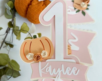 Pumpkin Party Cake Topper, 1st Birthday Girl Pumpkin Birthday, Pumpkin Decorations for Birthday Party, Little Pumpkin First Birthday Banner