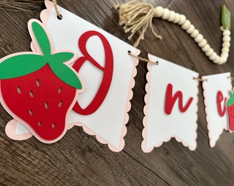 First Birthday Strawberry High Chair Banner, Strawberry Berry First Birthday, High Chair Banner Red, High Chair Banner Decoration