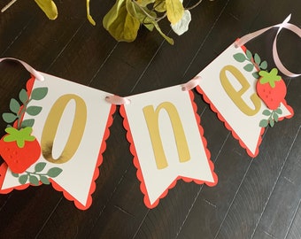 Berry First Birthday Decor, Berry First High Chair Banner, Strawberry First Birthday Banner, Strawberry Party Decor
