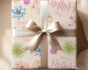 Papel para envolver regalos para el Día de la Madre, Papel para envolver regalos para mamá, Papel para envolver regalos con motivos florales, Regalos para el Día de la Madre para mamá, Papel para envolver regalos con motivos de flores silvestres