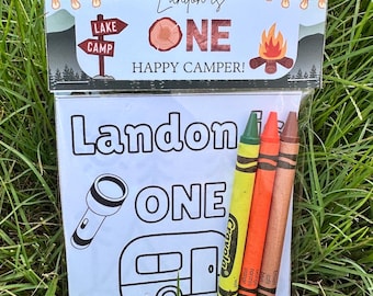 One Happy Camper Party Favors for Kids Birthday, Boy First Birthday Coloring Packs, Happy Camper 1st Birthday Favors, Kids Goodie Bags