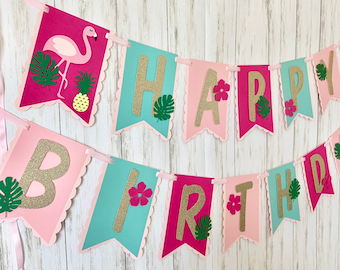 Flamingo Birthday Banner, Tropical Birthday Banner, Flamingo Party Decor, Let's Flamingle, Flamingo Party Decorations, Summer Party Ideas