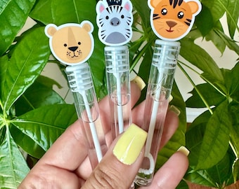 Wild One Mini Bubble Wand Party Favors, Animal Safari Party Decor, Bubble Wand for Kids Party, Wild Animal Themed Bubbles, Birthday Party
