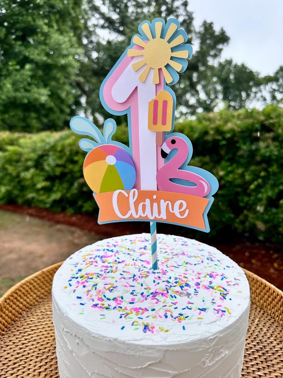 Pool Party Birthday Summer Cake Topper, One in the Sun First Birthday, Summer Birthday Decorations, Summer Beach Party, 3rd Birthday Idea