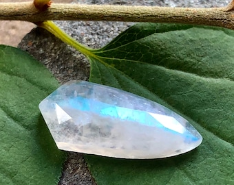 Natural Grey Moonstone AB Coated Leaf Shape Briolette Beads 10x14mm to 12x20mm.