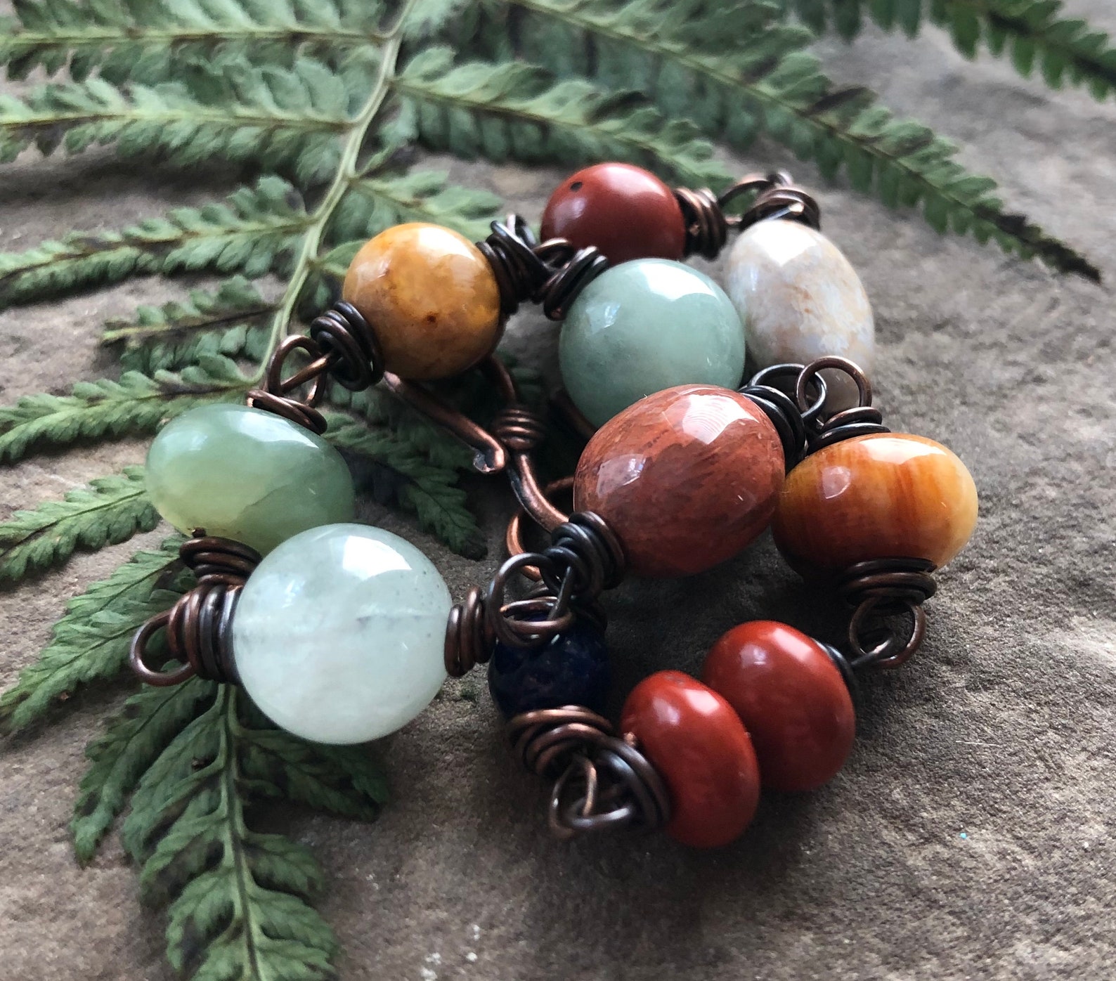 Gemstone copper bracelet Gemstone jewelry rustic copper Etsy