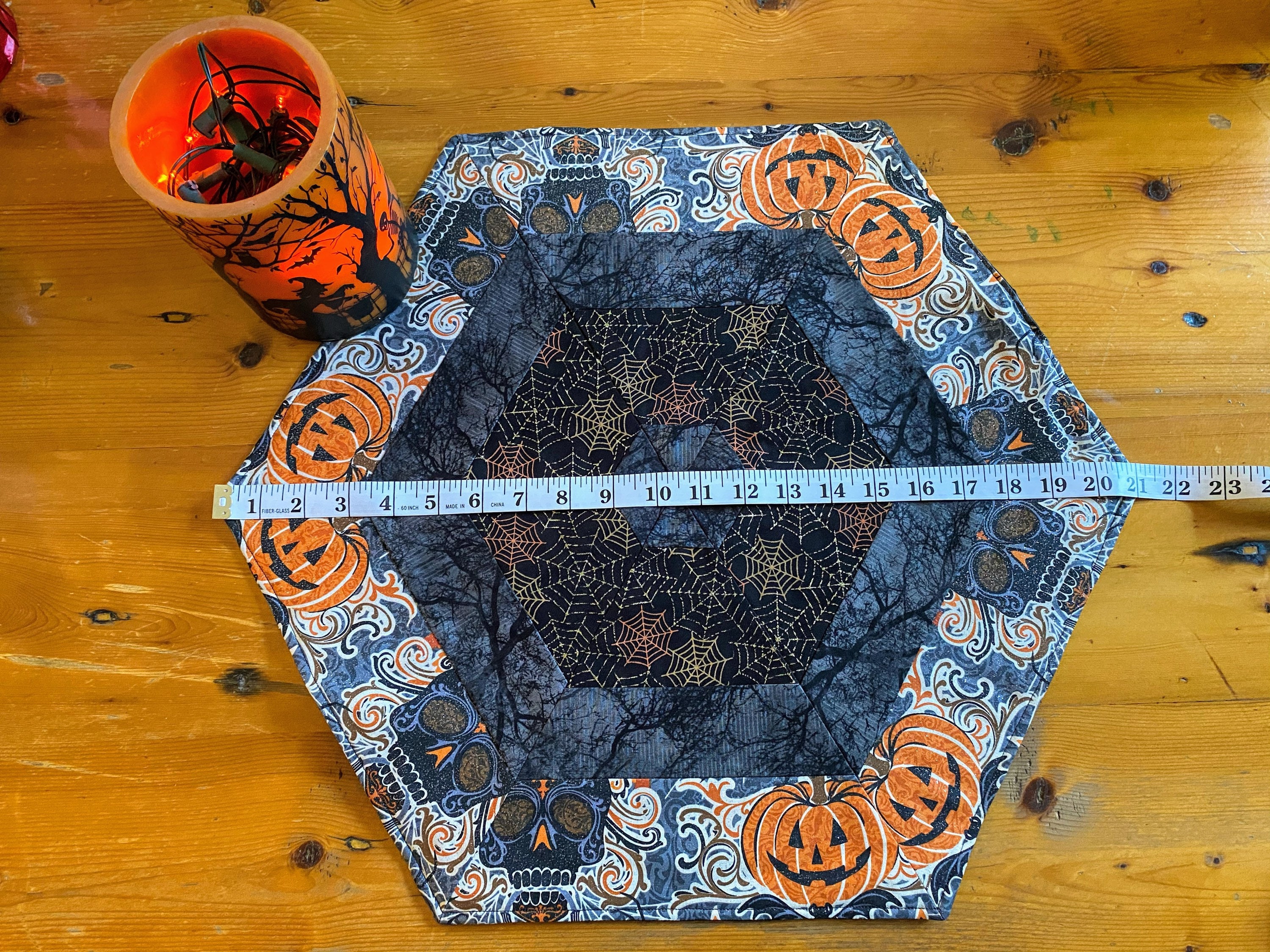 Handmade Halloween table topper pumpkins skulls metallic Etsy