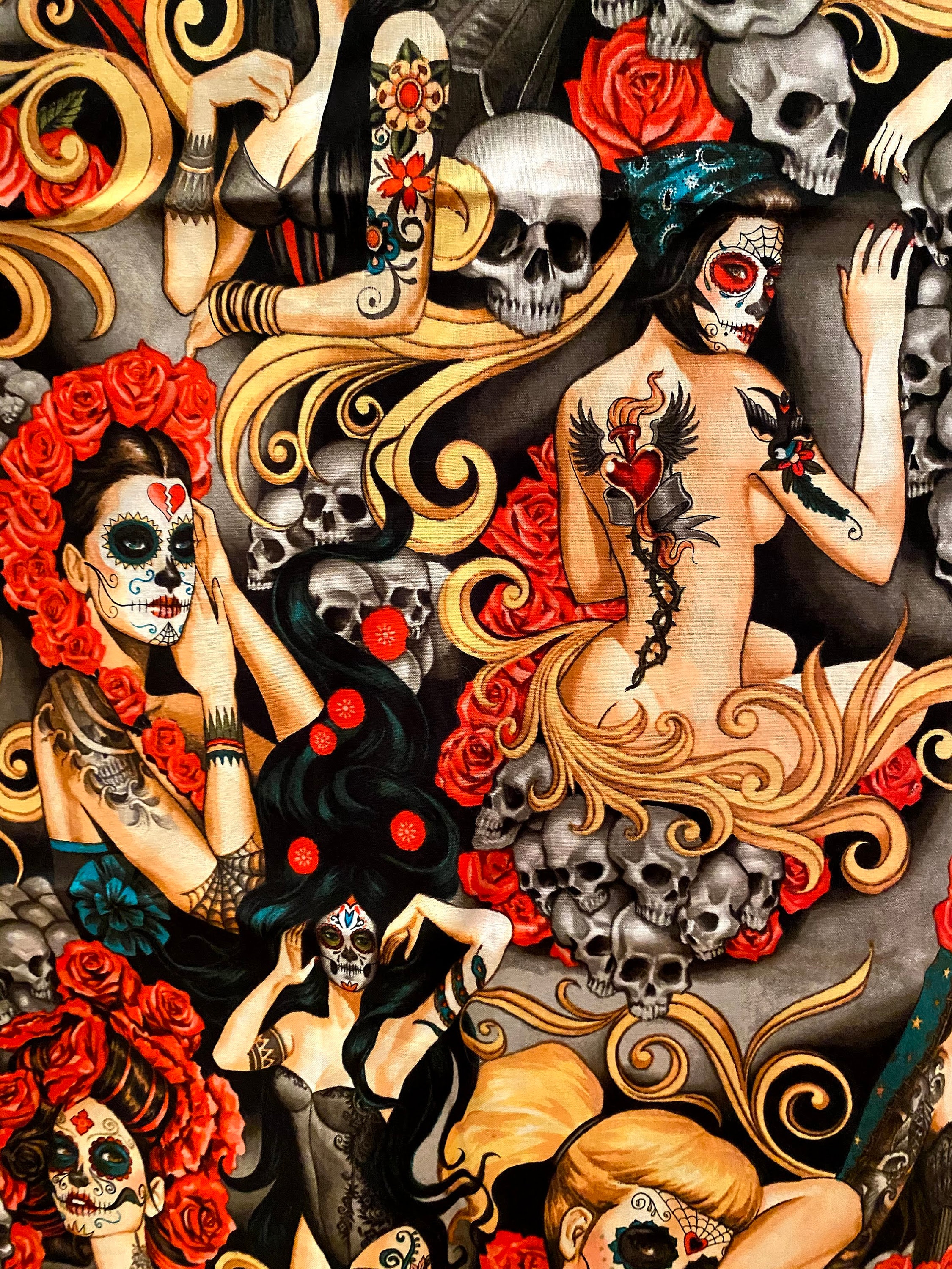 カラフルタトゥーの2ウェイトートバッグ アレキサンダーヘンリー