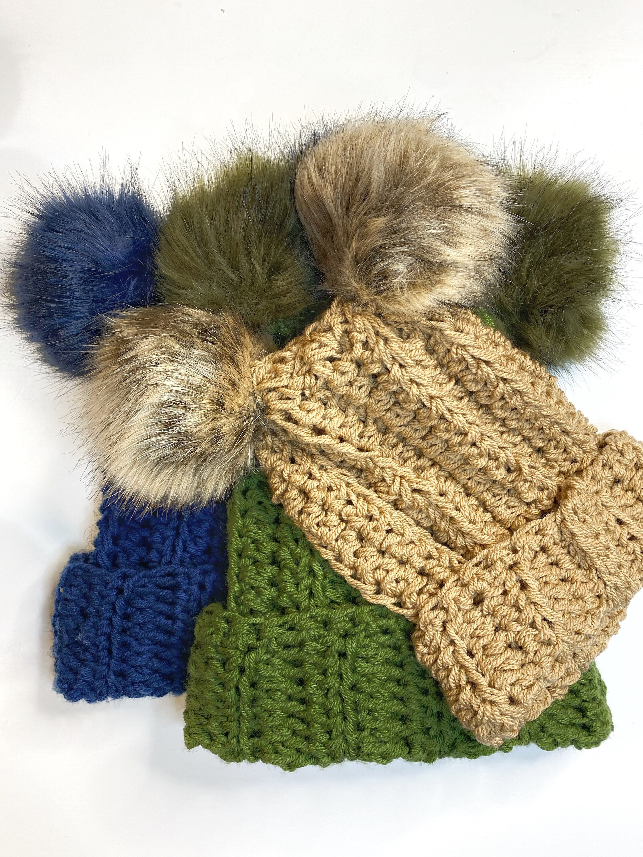 Double Puff Beanie Crochet Puffball 