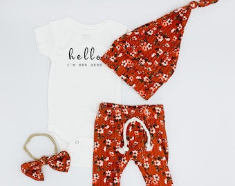Baby girl coming home outfit, hospital outfit girl, newborn girl outfit, baby girl going home outfit, floral leggings baby, floral outfit