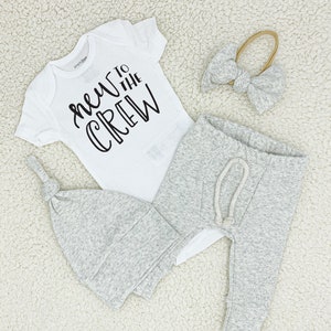 New to the crew baby outfit / gender neutral coming home outfit / newborn boy coming home outfit / coming home outfit gender neutral / baby