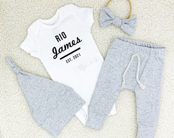 Personalized newborn outfit / gender neutral coming home outfit / surprise gender outfit / gender neutral gift / neutral newborn gift