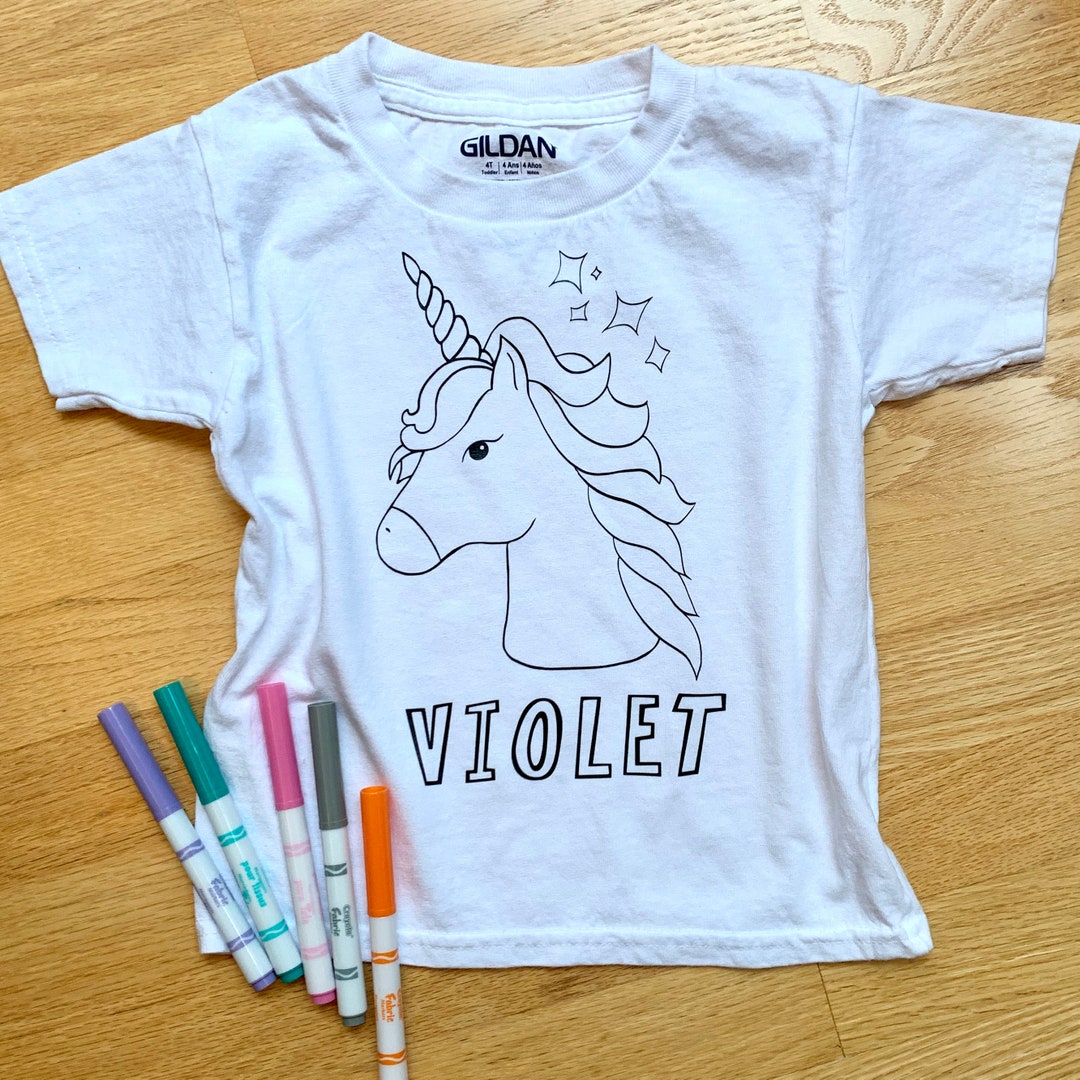 Unicorn Coloring Shirt for Toddler, Personalized Coloring T-shirt for ...