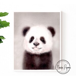 Panda Nursery Wall Art Print, Gender Neutral Baby Room Wall Decor | jungle safari DIGITAL DOWNLOAD, Affordable canvas wall art