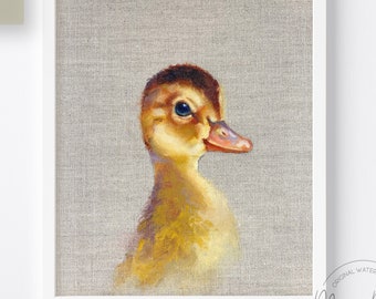 PRINTABLE nursery farm animal art, baby barnyard wall decor, duckling play room art print, farmhouse painting, cute gender neutral nursery