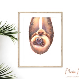 Sloth Nursery Decor, Baby Animal Jungle Prints, affordable art, Sloth safari art printable, Digital Download, baby nursery wall decor