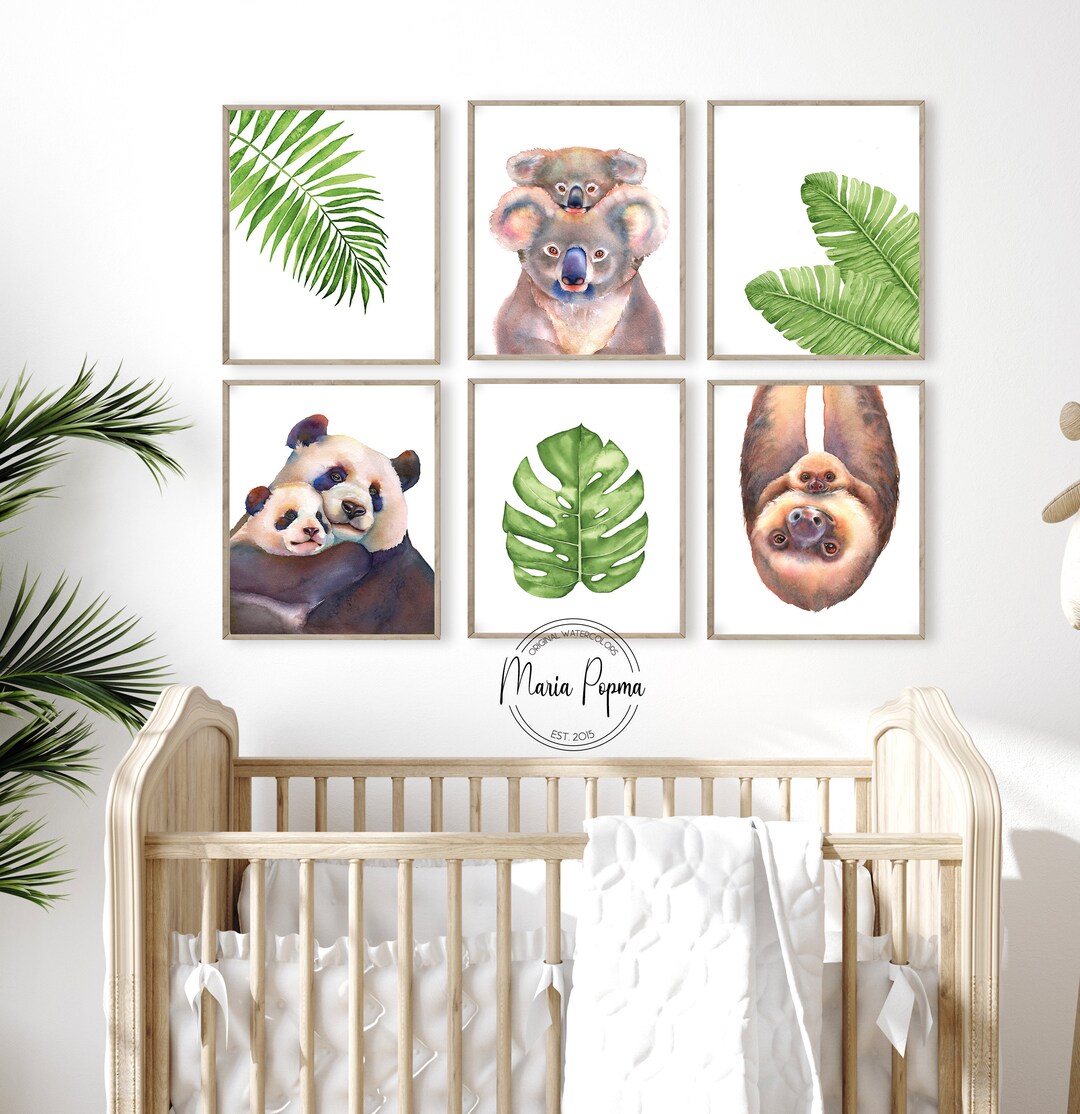 Safari Animal Nursery Wall Art, Gender Neutral Baby Room Decor ...