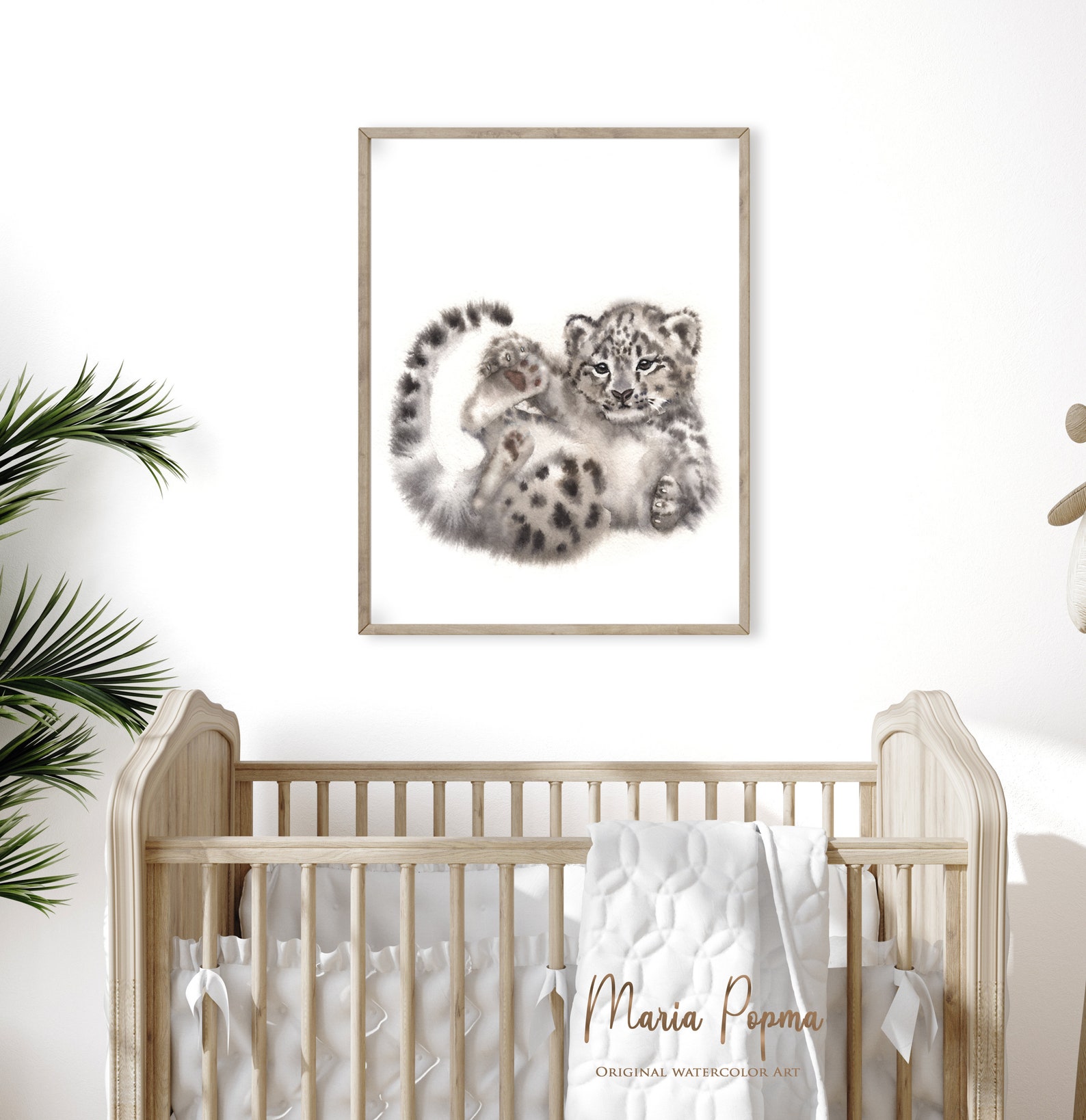 Monochrome Snow Leopard Nursery Art Print Gender Neutral Baby Etsy