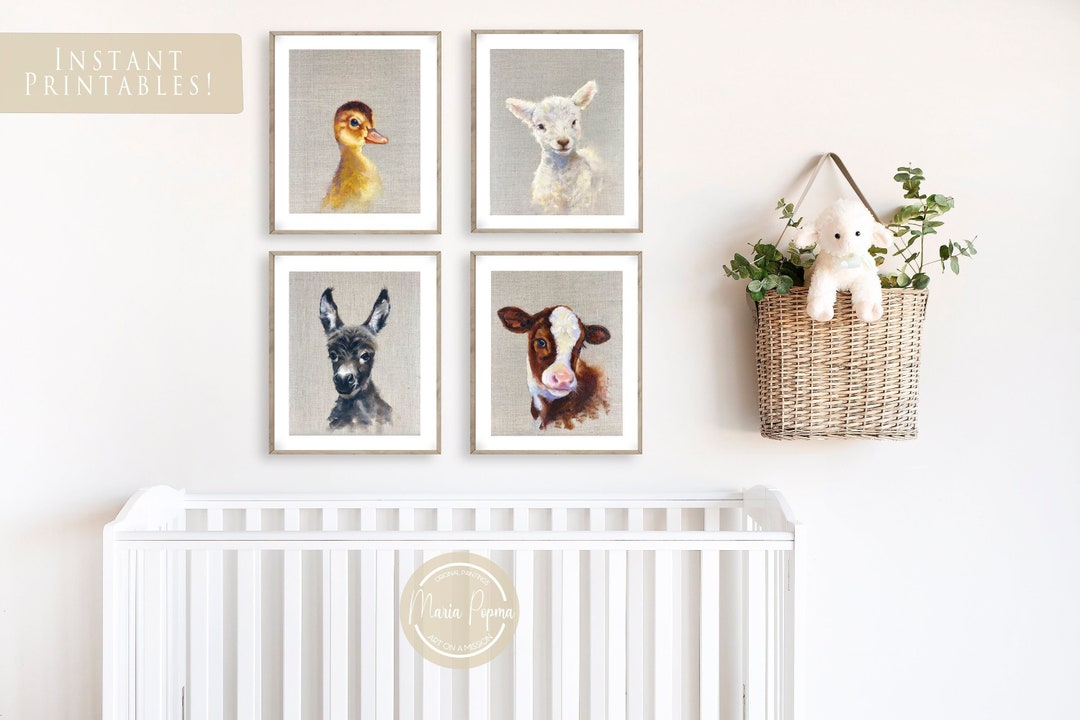 PRINTABLE Farm Animal Nursery Wall Art, Gender Neutral Baby Room ...