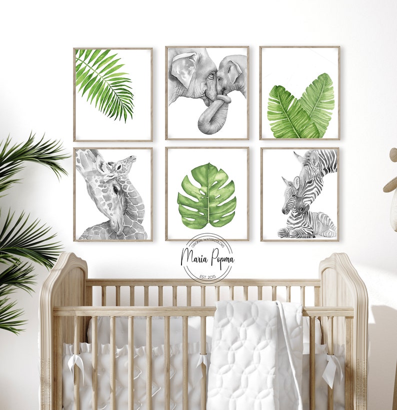 Monochrome Nursery Art, Baby Boy Safari Animal Wall Decor, Set of 6 ...