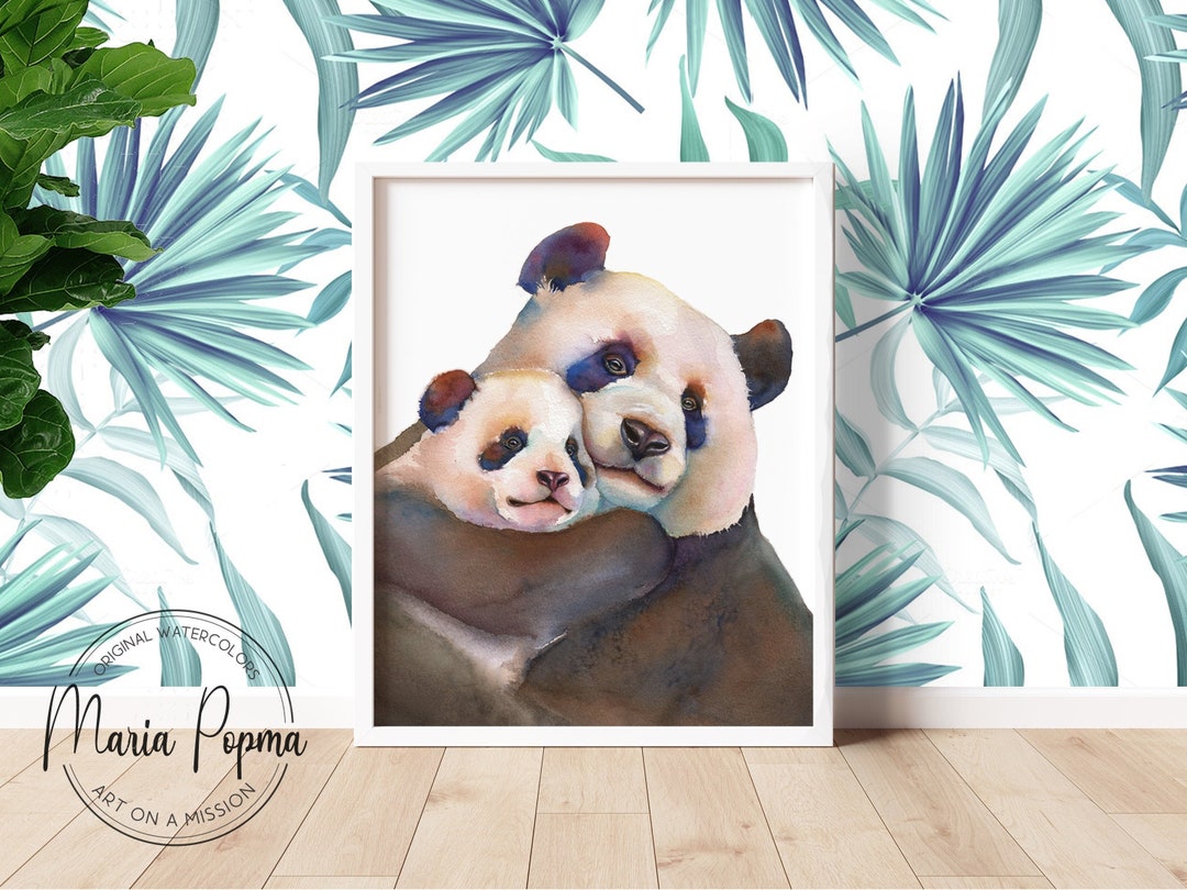 Cute Panda Baby Wall Art | Nursery Room Wall Decor | Poster Panda Print ...