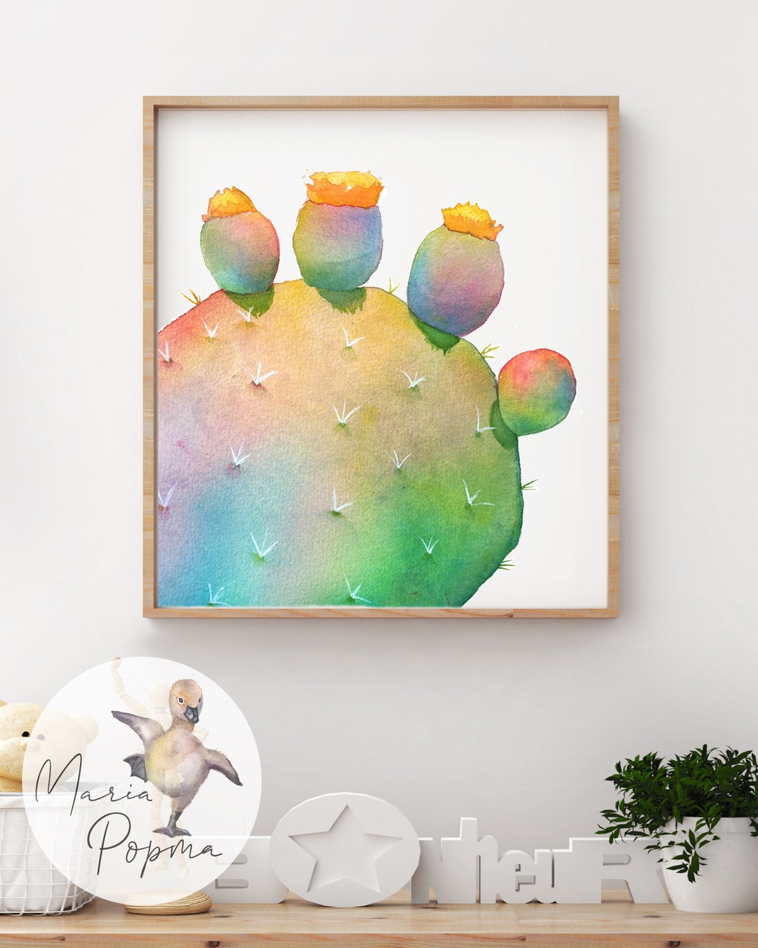 Flowering Prickly Pear Cactus Print |desert Art Print | Western Decor ...