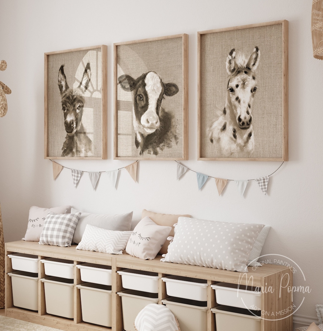 Farm Animal Nursery Art Printable Set | Baby Animal Room Painting ...