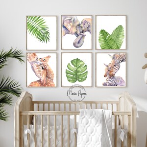 Safari Animal Nursery Wall Art Set of 6 | Baby Boy Nursery Decor ...