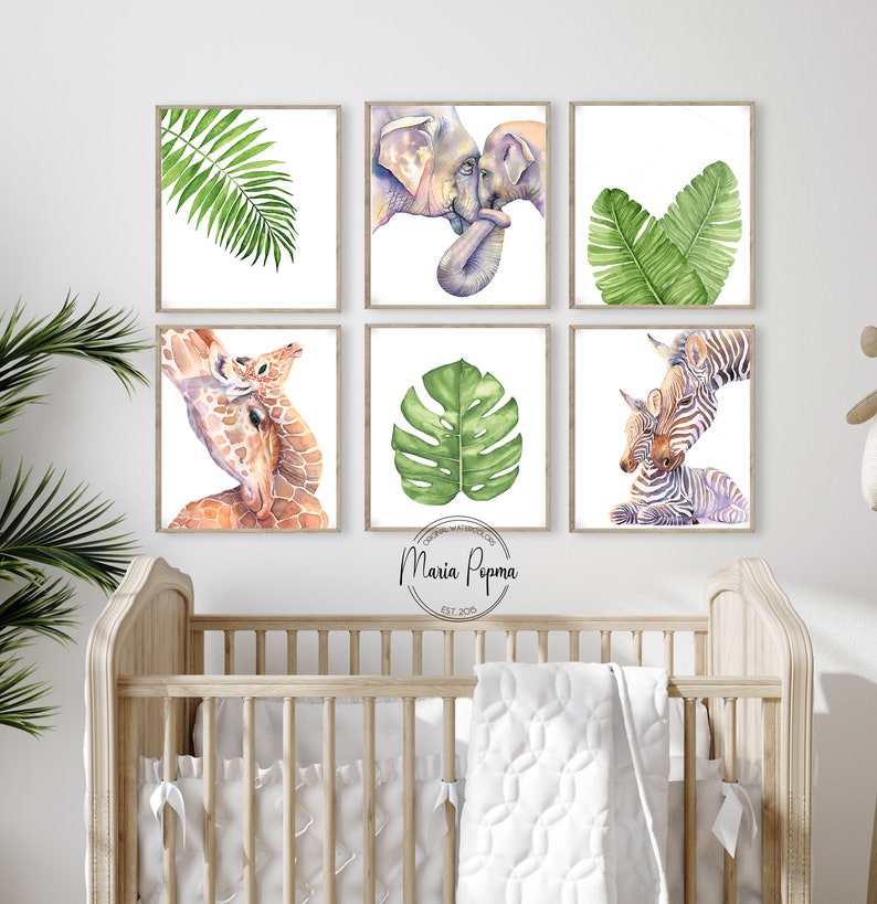 Safari Animal Nursery Wall Art Set of 6 | Baby Boy Nursery Decor ...