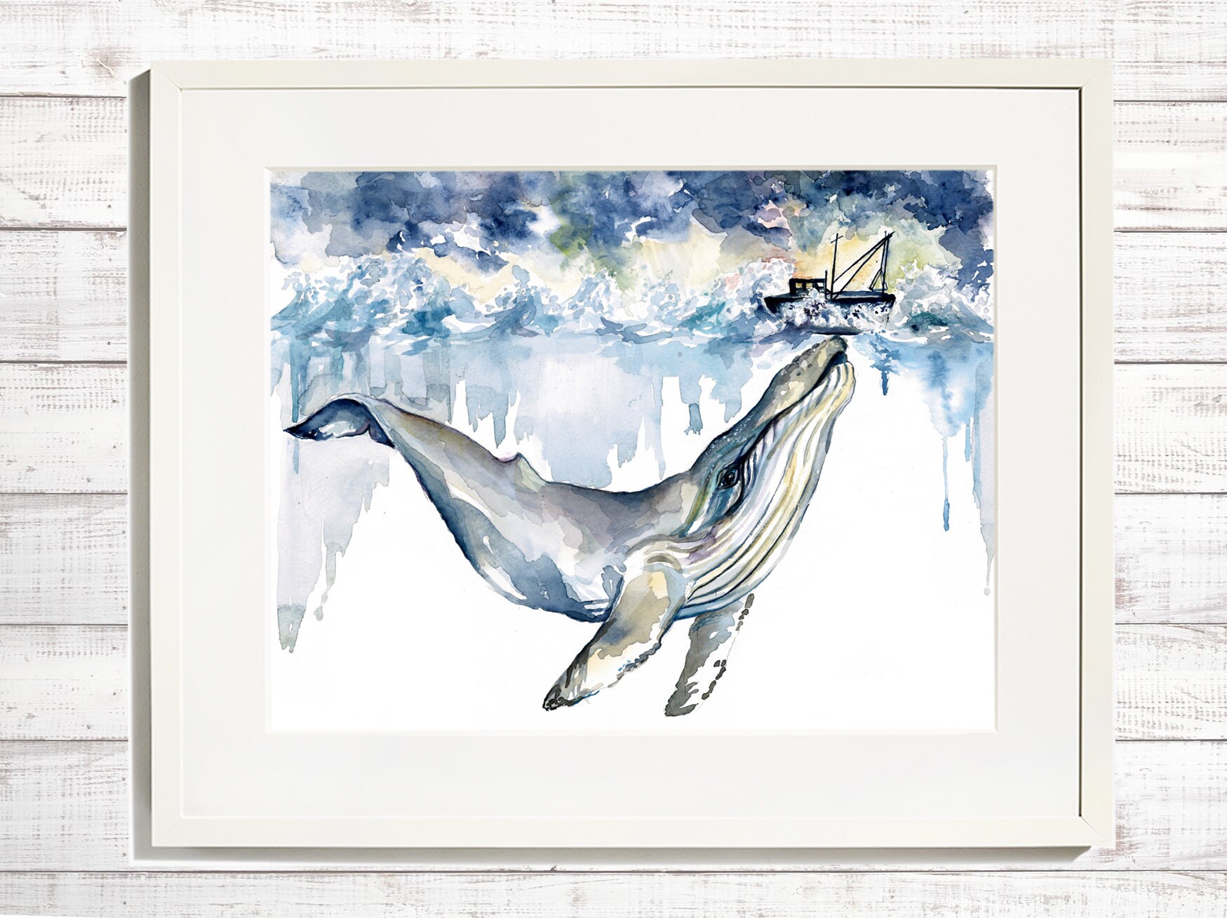 Whale Art | Ocean Coastal Decor | Beach Wall Painting | DIGITAL ...