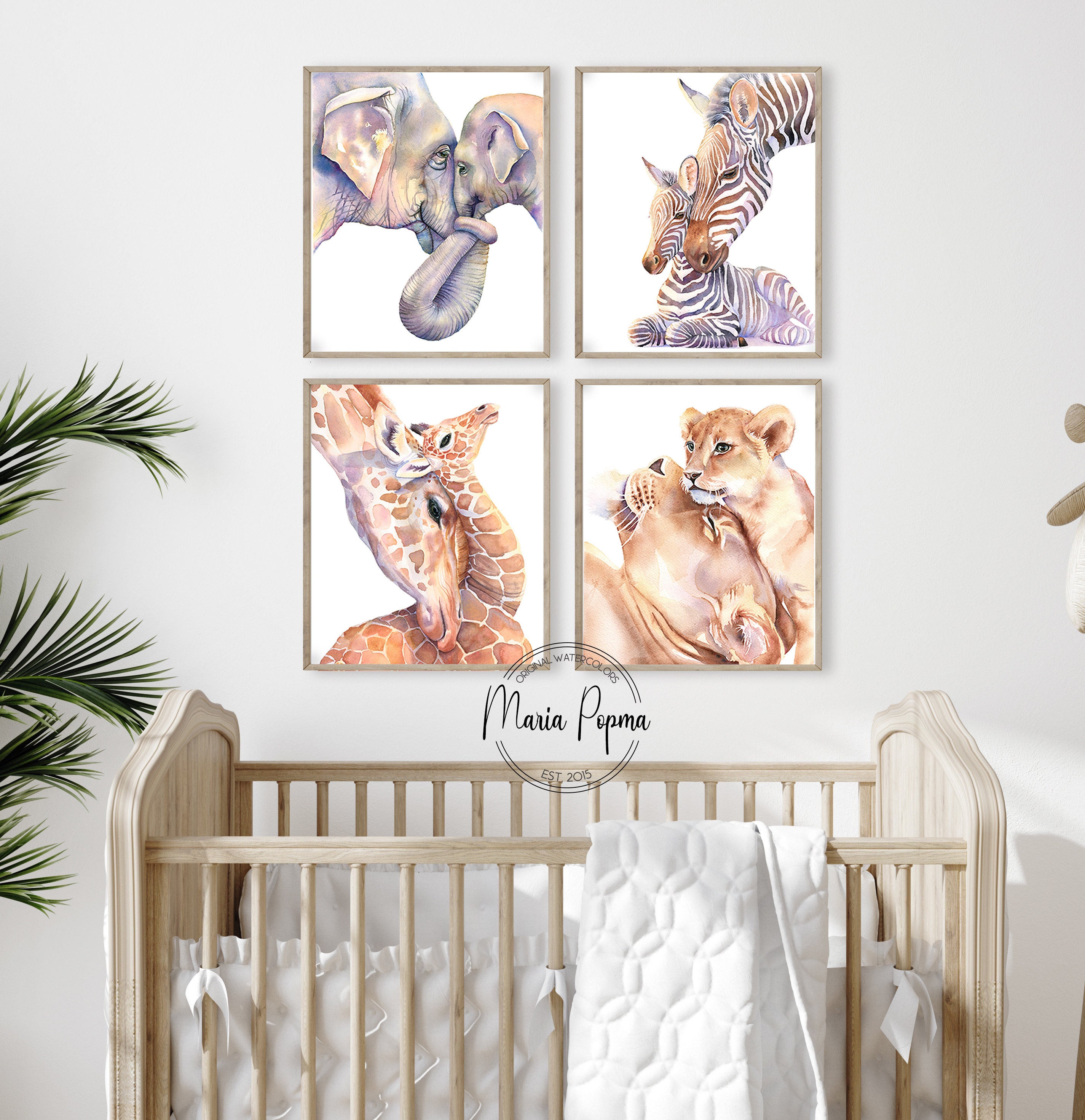 Safari Animal Nursery Wall Art Set of Four | Baby Boy Room Decor ...
