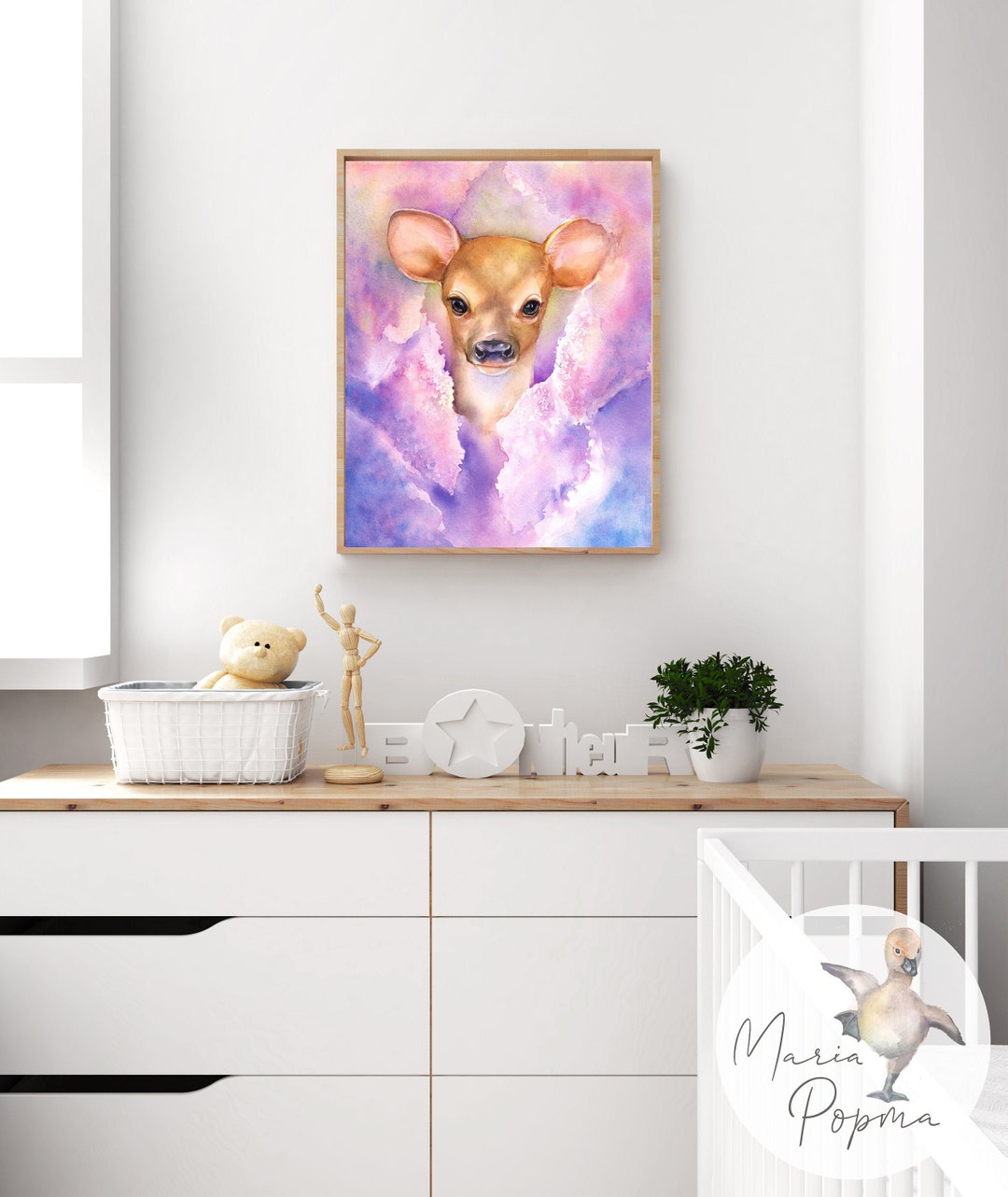Woodland Baby Animal Nursery Art Print, Baby Girl Nursery Room Wall ...