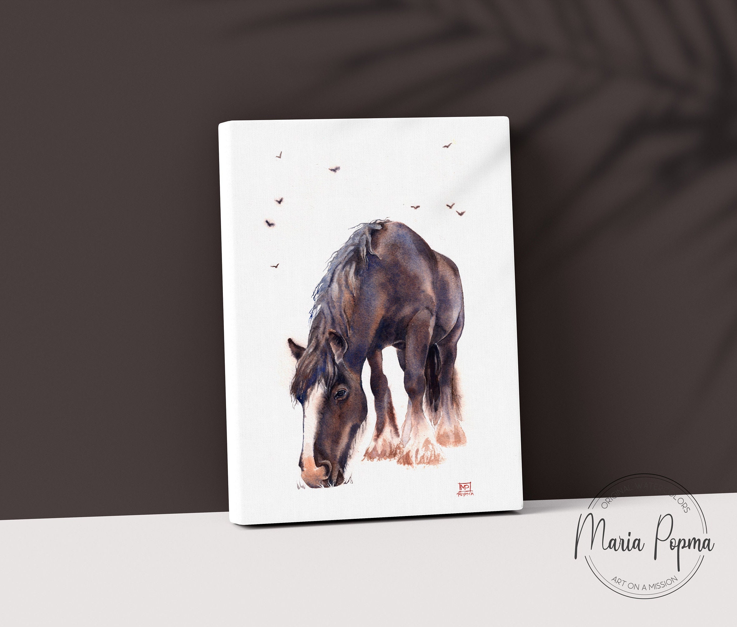 Clydesdale Horse Art Print Printable Watercolor Painting - Etsy