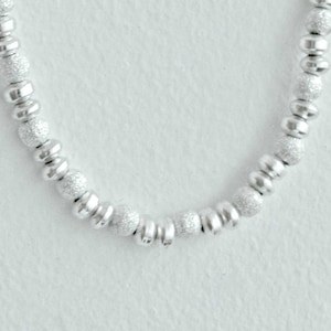 Sterling Silver Laser Bead Necklace,Silver Necklace, Beaded Necklace, Gift for Her, Christmas Gift