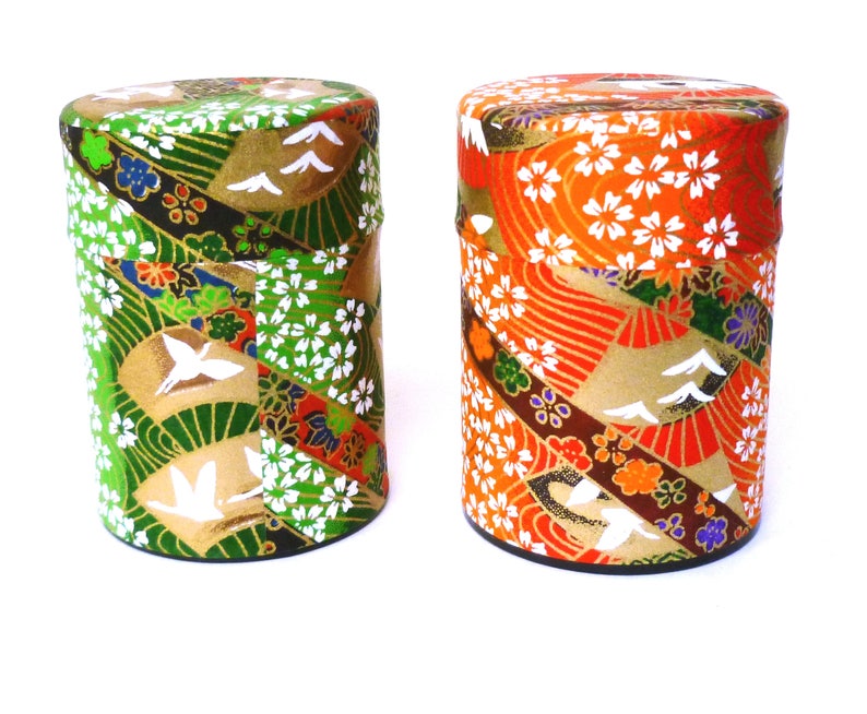 Matcha Tea Storage Container Washi Japanese Paper Design Tin Etsy