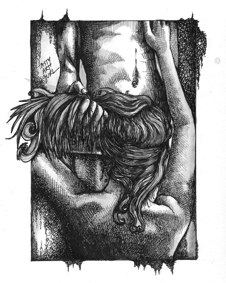 Mature penandink art nudeart eroticart blowjob oralsex interco | Etsy