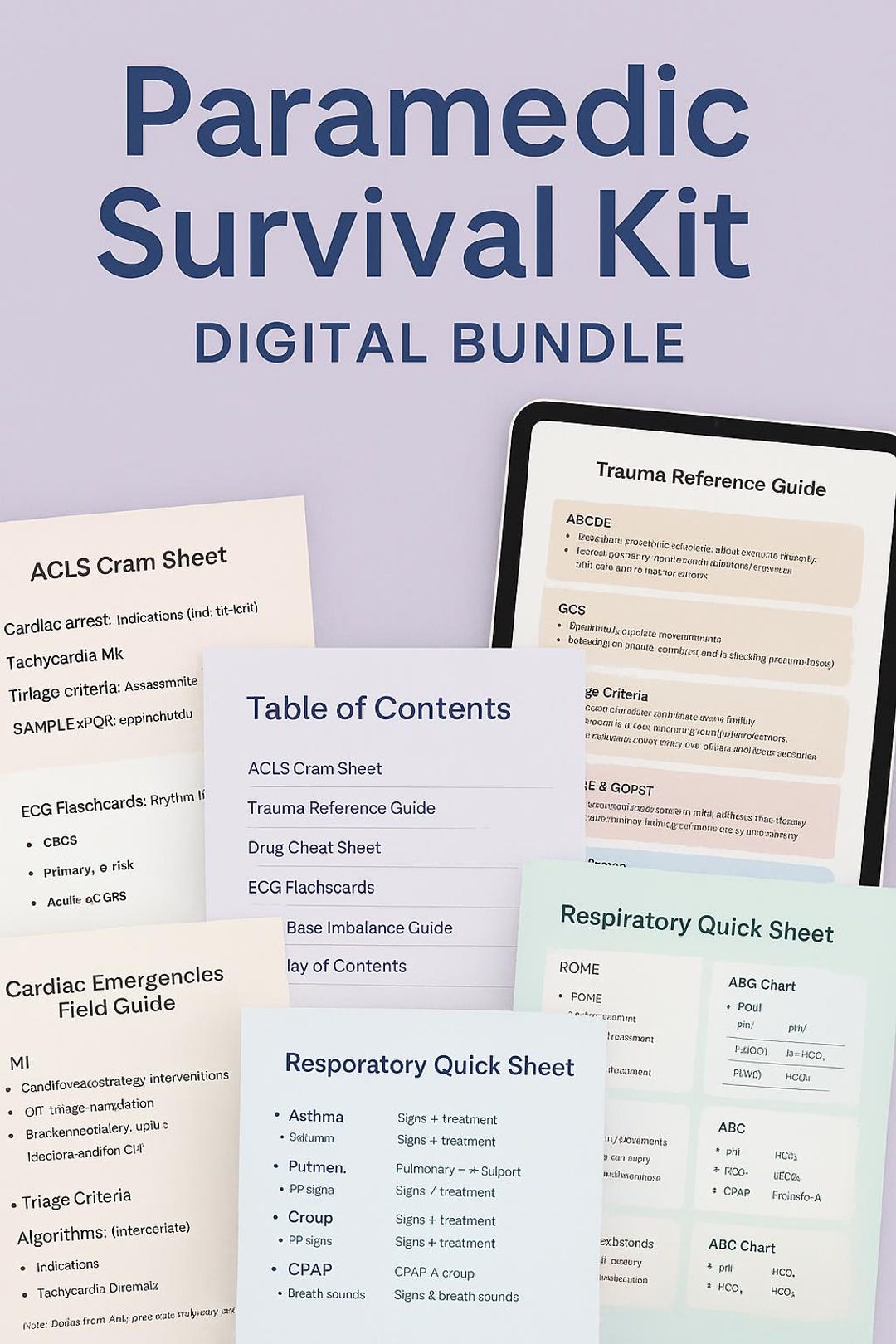 Paramedic Survival Kit – Printable Study Bundle | ACLS, Flashcards ...